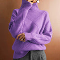 Women's Turtleneck Sweater with Diamond Pattern