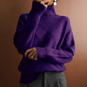 Women's Turtleneck Sweater with Diamond Pattern