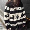 Women's Ugly Christmas Cardigan – Reindeer, Chunky Knit
