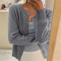 Women's Button-Front Crewneck Cardigan Sweater