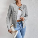 Women's Cable Knit Cardigan with Front Buttons