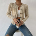 Women's Cable Knit Cardigan with Front Buttons
