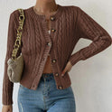 Women's Cable Knit Cardigan with Front Buttons