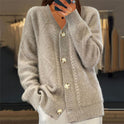 Women's V-Neck Knit Cardigan with Buttons