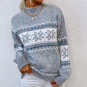 Women's Winter Fair Isle Sweater – Mock Neck, Soft Knit