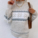 Women's Winter Fair Isle Sweater – Mock Neck, Soft Knit
