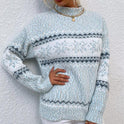 Women's Winter Fair Isle Sweater – Mock Neck, Soft Knit