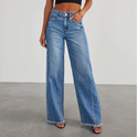 Women's Wide-Leg Jeans – High-Waisted, Raw Hem