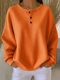 Women's Oversized Waffle Knit Henley Sweater