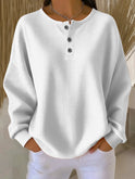 Women's Oversized Waffle Knit Henley Sweater