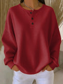 Women's Oversized Waffle Knit Henley Sweater