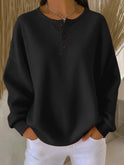Women's Oversized Waffle Knit Henley Sweater