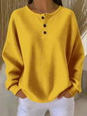 Women's Oversized Waffle Knit Henley Sweater