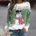 Women's Christmas Sweater – Snowman Print Crewneck
