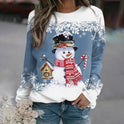 Women's Christmas Sweater – Snowman Print Crewneck