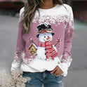 Women's Christmas Sweater – Snowman Print Crewneck
