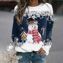 Women's Christmas Sweater – Snowman Print Crewneck