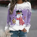 Women's Christmas Sweater – Snowman Print Crewneck