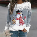 Women's Christmas Sweater – Snowman Print Crewneck