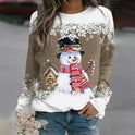 Women's Christmas Sweater – Snowman Print Crewneck
