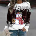 Women's Christmas Sweater – Snowman Print Crewneck