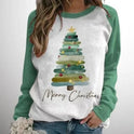 Women's Christmas Sweater – Contrast Raglan, Long Sleeve