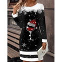 Women's Christmas Dress – Snowman Graphic, Long Sleeve