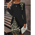 Women's Christmas Dress – Snowman Graphic, Long Sleeve