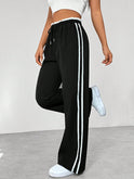 Women's Wide-Leg Pants – Side Stripe, Drawstring