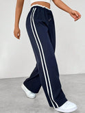 Women's Wide-Leg Pants – Side Stripe, Drawstring