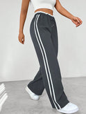Women's Wide-Leg Pants – Side Stripe, Drawstring