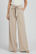 Women's Wide-Leg Pants – High-Waisted, Pleated, Tie Belt