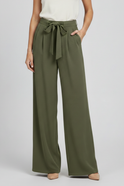 Women's Wide-Leg Pants – High-Waisted, Pleated, Tie Belt