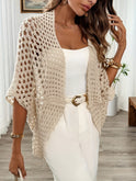 Women's Open Front Crochet Cardigan with Short Sleeves