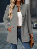 Women's Stand Collar Coat with Buttons and Pockets