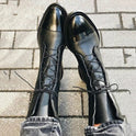 Women's Pebbled Leather Lace-Up Mid-Calf Boots