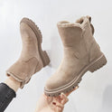 Women's Fleece-Lined Faux Suede Slip-On Ankle Boots