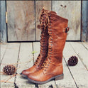 Women's Tall Lace-Up Riding Boots with Buckle