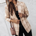 Women's Double-Breasted Plaid Tweed Blazer