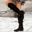 Women's Knee-High Suede Flat Boots with Side Zipper