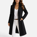 Women's Double-Breasted Long Coat with Lapel Collar
