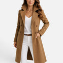 Women's Double-Breasted Long Coat with Lapel Collar