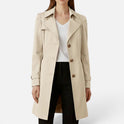 Women's Double-Breasted Trench Coat with Lapel Collar