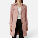 Women's Double-Breasted Trench Coat with Lapel Collar