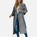 Women's Loose Fit Long Double-Breasted Trench Coat