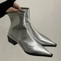 Women's Ankle Boots – Pointed Toe, Low Block Heel