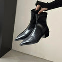 Women's Ankle Boots – Pointed Toe, Low Block Heel