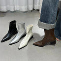 Women's Ankle Boots – Pointed Toe, Low Block Heel
