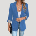 Women's Single-Button Blazer with Striped Cuffs