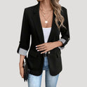Women's Single-Button Blazer with Striped Cuffs